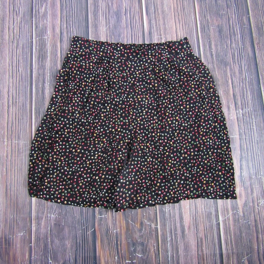 Vintage 90s Jaclyn Sport Culotte Shorts Women 12 Black Polka Dot Pleated Elastic